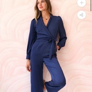 Adelyn Rae Blue Silk jumpsuit
